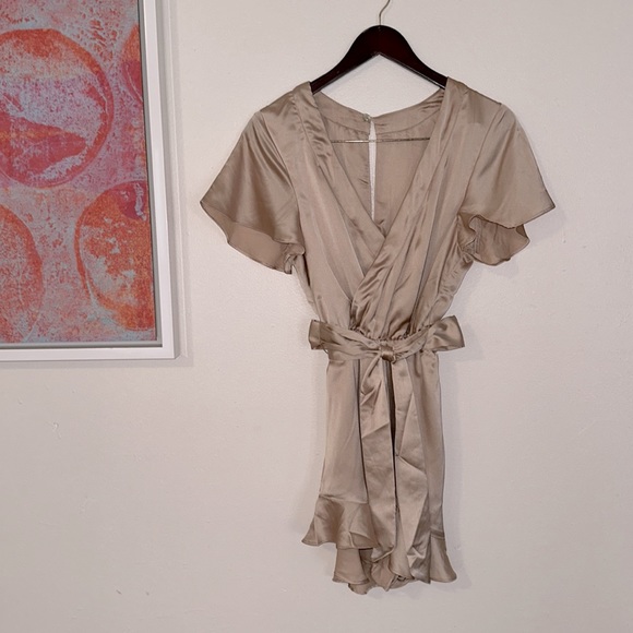 Show Me Your Mumu - Say I Do romper - large - champagne Luxe satin pajamas NWOT - Picture 6 of 16
